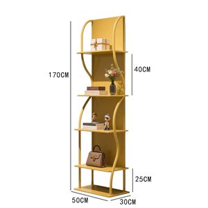Minimalist Iron Multi-Layer Bookshelf Wall Mounted & Floor Standing <b>Storage</b> <b>Rack</b> Living Room Display Shelf Office Partition <b>Rack</b> - Product Image 4