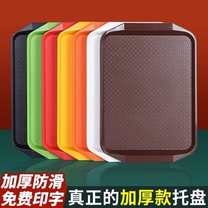 Bandejas de Servicio Rectangulares de Plástico, Gruesas, Antideslizantes, para Restaurantes, Cafeterías, Comida Rápida, Café, Té, Color Sólido, con Doble Asa - Product Image 3