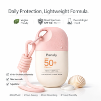 Vente en gros de flacons de crème solaire en plastique PP de 40 ml avec trou de suspension, emballage cosmétique vide pour les voyages en plein air