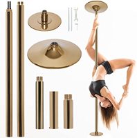 Ensemble de poteaux de danse statiques dorés réglables en acier pour la danse sur poteau rotatif pour la salle de sport à domicile, la remise en forme, l'exercice de strip-tease, la danse sportive