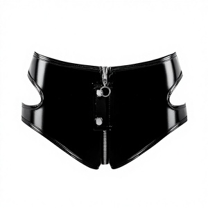 Pantalones cortos <span class=keywords><strong>de</strong></span> PVC con cremallera en la entrepierna, efecto mojado, <span class=keywords><strong>de</strong></span> cuero sintético brillante, con aberturas, tallas S-3XL, tipo bermudas, mallas, ropa <span class=keywords><strong>de</strong></span> club, bañador, pantalón corto tipo bikini - Product Image 1