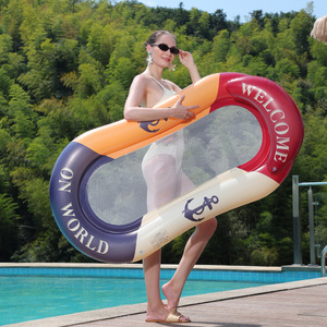 PVC Inflatable Floating <b>Lounger</b> Swim Ring Adult <b>Pool</b> <b>Float</b> Lounge Chair With Anchor Print Design - Product Image 1