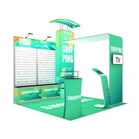 Stand d'exposition portable 10x10 avec structure en aluminium, impression textile et panneau à lattes pour salon professionnel