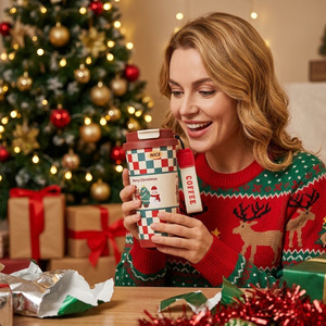 Geïsoleerde thermosbeker van 316 roestvrij staal, 16 oz, met opdruk, voor warme en koude dranken, met deksel en rietje, ideaal als kerstcadeau - Product Image 6