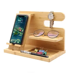 2022 Hot Selling Gepersonaliseerde Gegraveerd Hout Mobiele Telefoon Docking Station