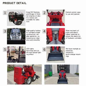 Minicargadora de Ruedas, 200-300 kg, Compacta, con Motor Diésel, Certificación CE y EPA, para Trabajos Agrícolas y de Jardinería, 2 Años de Garantía - Product Image 5