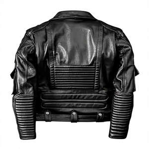 Chaqueta de Motociclista para Hombre Crown Gate International, Talla Grande, de Piel de Oveja, Impermeable, Corte Ajustado, Cuello Alto, Cierre de Cremallera, Color Negro - Product Image 2