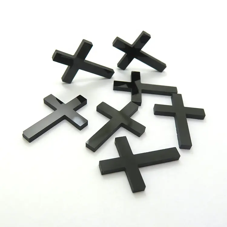 Double Flat Black Onyx Cross Shape Cabochon Smooth Cut Loose Gemstone Calibrated Stone For Jewelry Making Onyx Loose Stone