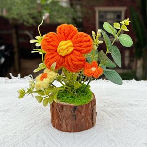 Nuevo Florero de Flores Artificiales Tejidas a Mano, Tulipanes de Ganchillo, Girasoles en Maceta, Decoración para Oficina, Hogar, Festividades, Rosas en Maceta, Regalo - Product Image 3
