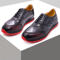Chaussures décontractées de sport pour hommes en cuir de vachette de haute qualité, à lacets, imperméables et respirantes, imprimées à la main, pour l'automne/hiver, avec talon compensé