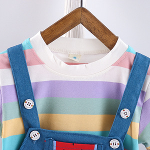 Nuevos Trajes de Verano a Rayas Personalizados Coreanos de Primera Calidad, Hermosos Trajes de Algodón de Diseñador para Niñas - Product Image 3