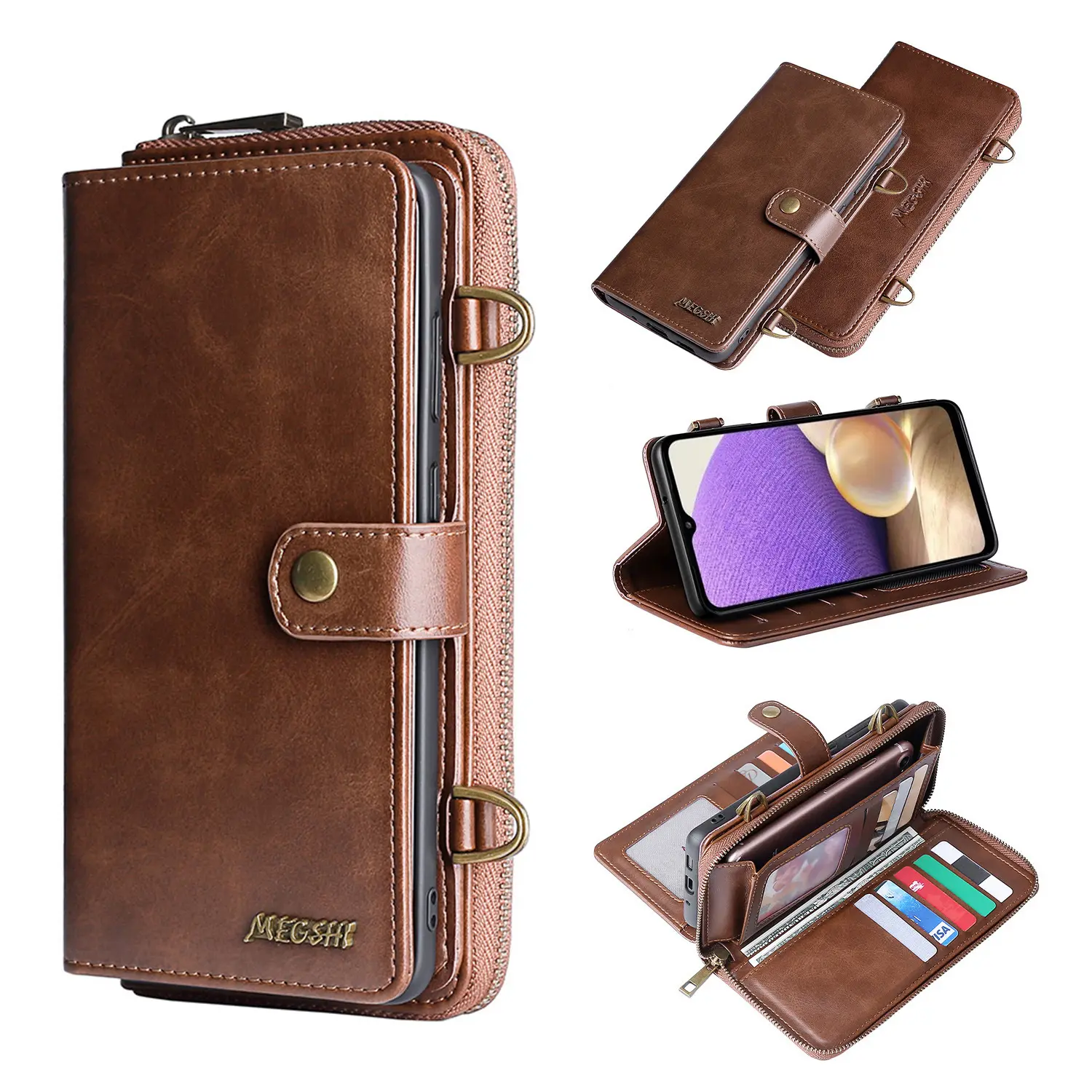 2022 Multifunctional Wallet Leather Phone Case full protective Mobile Phone Bags & Cases For Galaxy/for iPhone