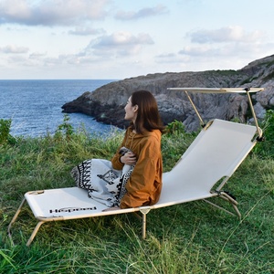 HISPEED Single Sleeping Reclining Soft Folding Cot Camping Adjustable Height Folding <b>Camp</b> Bed With Sunshade YF-XJC-03 Camping Co - Product Image 2