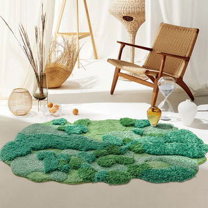 Tapis floqué style mousse, forme irrégulière, fibre de polyester, résistant aux taches, antidérapant, pour chambre à coucher, salon, décoration intérieure - Product Image 4