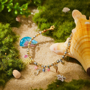 Fashion <b>Beaded</b> <b>Bracelet</b> 316L Stainless Steel PVD <b>Gold</b> Plating Sustainable Resistant Charm Cute Animal Design Gift Ocean Theme - Product Image 3