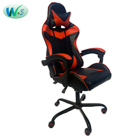 WS8043PL Chaise de jeu avec coussin à ressort ensaché, chaise d'ordinateur ergonomique à dossier haut, chaise de jeu inclinable en cuir Pu 350LBS
