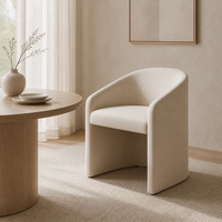 Fauteuil de salle à manger moderne rembourré en tissu crème, dossier incurvé, chaise tonneau, mobilier pour hôtel, restaurant, salle à manger