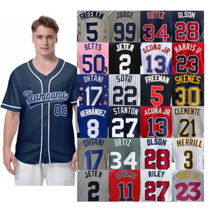 2026 haute qualité respirant personnalisé OHTANI GUERRERO KIM <span class=keywords><strong>LINDOR</strong></span> broderie blanc bleu rayure rouge Softball Baseball uniforme maillot - Product Image 2