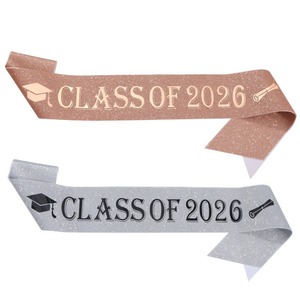 Écharpe de remise de diplôme 2026 en tissu à paillettes dorées – Ceinture de fête – Fournitures et cadeaux pour la fête de remise de diplôme - Product Image 2