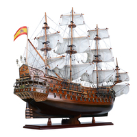 T063C - Modèle de voilier en bois San Felipe à voile courbée, bateau à voile artisanal peint à la main, artisanat nautique pour la décoration intérieure