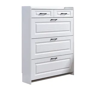 white modern wood 50 pairs shoe cabinet storage organizer home 3-Tier shoe racks