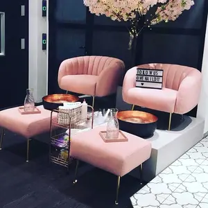 New European Luxury Spa Pedicure Beauty Salon Pink Reclining Massage Manicure Foot Spa Luxury Pedicure Chairs On Sale