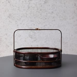 July 7th Rattan Woven Basket Round Handheld Vintage Food <b>Container</b> Kitchen Storage Tea Set Snack Tray <b>Bamboo</b> Craft - Product Image 1
