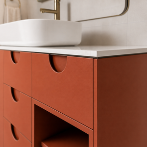 Conjunto de Muebles de <span class=keywords><strong>Baño</strong></span> Modernos de Mediados de Siglo, Estilo <span class=keywords><strong>Bauhaus</strong></span>, Color Terracota Naranja, Personalizados - Product Image 4