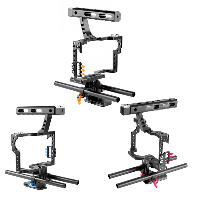 Universal SLR DSLR Camera Cage Frame Mounting Film Stabilizer W/ Top Handle Grip Rod Rig Kit for Sony A7 A7S A7R A72 A7RII A7SII