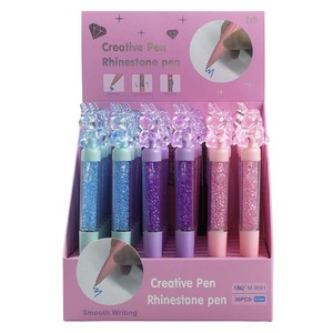 O & Q promocional ABS cristal unicornio Animal Logo pluma 0,7mm negro y azul tinta Kawaii bolígrafo retráctil - Product Image 6