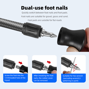 1/4 \ "tiêu chuẩn vít sợi carbon Máy tính để bàn Mini Tripod khung điện thoại cho GoPro 13 insta360 X4 DSLR Máy ảnh phụ kiện hành động - Product Image 4