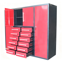 Armoire à outils en acier avec armoires supérieures, 14 tiroirs et casier latéral, armoire de rangement verrouillable pour garage et atelier