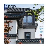 Ventana Decorativa de Aluminio con Doble Acristalamiento y Aislamiento Acústico, Diseño de Rejilla China, Ventana Abatible de Estilo Antiguo Chino