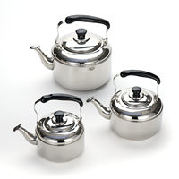 Bouilloire sifflante moderne en acier inoxydable 2,0 L, disponible en plusieurs tailles, corps poli, poignée en bakélite