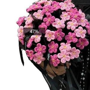 Hand-woven woolen flower finished bouquet simulation starry soap flower holiday <b>gift</b> bouquet - Product Image 5