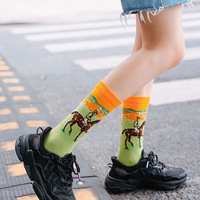 Haute qualité pur coton peinture à l'huile imprimé Art chaussettes hommes mode coton drôle chaussettes