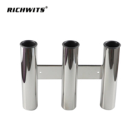 RICHWITS Porte-cannes à pêche en acier inoxydable 304 de qualité marine à 3 tubes, fixation latérale pour yacht, bateau rapide, kayak