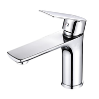 Robinet de lavabo en acier inoxydable chromé, monotrou, eau chaude et froide, pour salle de bain