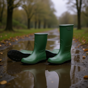 Bottes de pluie en PVC vert TTAKE avec semelle noire, chaussures de sécurité pour usage extérieur - Product Image 3