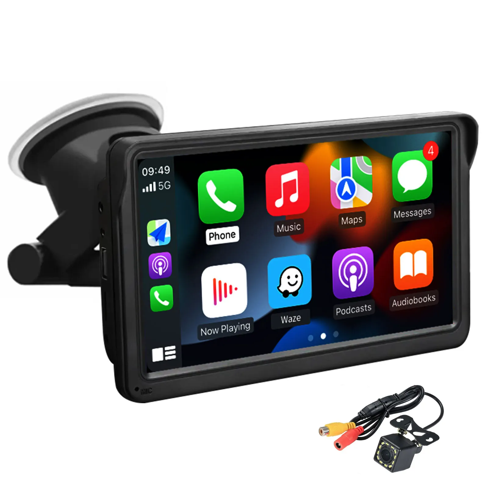 Autoabc 7 นิ้ว Ips หน้าจอสัมผัสแบบพกพา GPS นําทางเครื่องเล่นดีวีดีสากลแบบพกพาไร้สาย Carplay Android อัตโนมัติพร้อมกล้อง