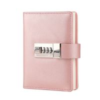 Carnet de notes A7 en cuir PU personnalisé, couverture rigide, style vintage, avec serrure à code secret, reliure cousue, agenda multicolore, 100 pages