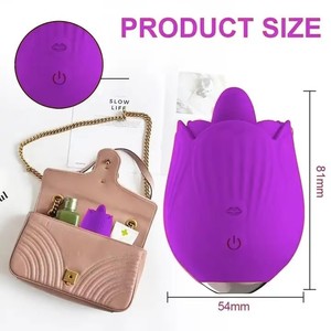 Vibrador sexual de silicona morado con forma de pétalo de flor para masaje clitoriano, doble lengua, tipo rosa, para mujer, venta al por mayor. - Product Image 5