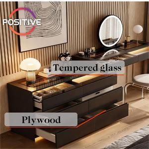 Tocador Moderno con Sistema de Cajones <span class=keywords><strong>Multicapa</strong></span>, Estructura de Madera Contrachapada Resistente y Base Decorativa de Acrílico - Product Image 3