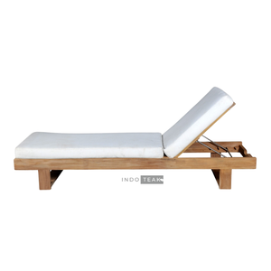 Gamora Daybed offers luxurious outdoor relaxation with adjustable teak design <b>cushioned</b> comfort and timeless poolside elegance - Product Image 2