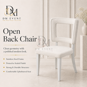 Modern Rectangular Open Back Stainless Steel Wedding Dining Chair with <b>White</b> <b>Cushion</b> for Hotel Banquets Wholesale Seating - Product Image 2