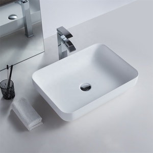 Trắng tàu chìm phòng tắm chìm hình chữ nhật rắn bề mặt bồn rửa bát trên Countertop rửa lưu vực - Product Image 2