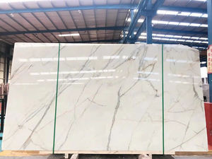 Dalles de marbre Calacatta Gold de qualité supérieure, veinées de gris, assorties, pierre naturelle italienne - Product Image 5