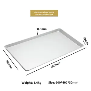 Teglia Rettangolare Antiaderente in Alluminio con Fondo Piatto 40x60cm per Pane, Torte, Biscotti e <span class=keywords><strong>Pizza</strong></span> - Product Image 4