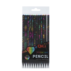 12 lápices HB creativos de madera negra con barril redondo de diamante colorido para niños, estudiantes, suministros de escritura y <span class=keywords><strong>dibujo</strong></span> - Product Image 1