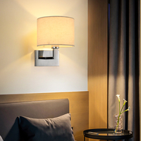 Lampe de chevet ronde de style nordique moderne, base E27, applique murale, corps en fer, lumière LED blanc chaud, certifiée ROHS pour les hôtels, les tables